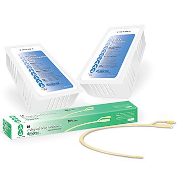 Dynarex Foley Catheter 2-Way Standard Tip 30 cc Balloon 18 Fr. Silicone Coated Latex - Case of 10 - 4958-CS