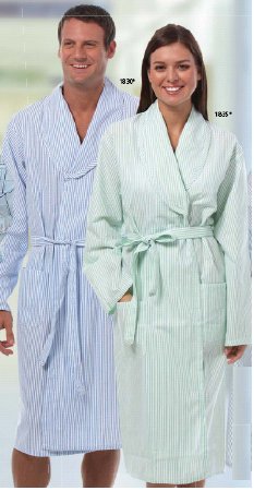 Fashion Seal Uniforms Patient Robe Unisex X-Large Blue Stripe Reusable - Each - 1830-XL-EA