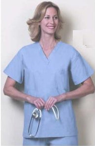 Fashion Seal Uniforms Scrub Shirt Medium Ceil Blue 1 Pocket Short Set-In Sleeve Unisex - Each - 6717-M-EA