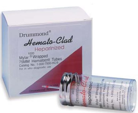 Fisher Scientific Hemato-Clad® Capillary Blood Collection Tube Ammonium Heparin Additive 70 µL Without Closure Mylar Wrapped Glass Tube - Pack of 200 - 211766-PK