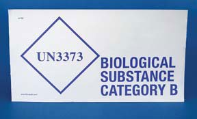 Fisher Scientific Pre-Printed Label Therapak™ Laboratory Use Blue Paper UN3373 Biological Substance Category B Blue Biohazard 1 X 8 Inch - Pack of 500 - 22130069-PK