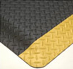 Fisher Scientific Anti-Fatigue Floor Mat UltraSoft Diamond-Plate SpongeCote® 3 X 5 Foot Black / Yellow PVC / Nitrile Infused Sponge - Each - 19042225-EA