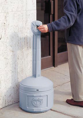 Fisher Scientific Smoking Receptacle Smoker's Cease-Fire® Round Gray HDPE Side Opening - Each - 19018512-EA