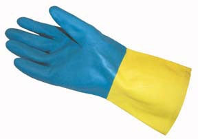 Fisher Scientific Utility Glove Fisherbrand™ Large Flock Lined Blue / Yellow 12 Inch Straight Cuff NonSterile - Box of 12 - 19816834-BX