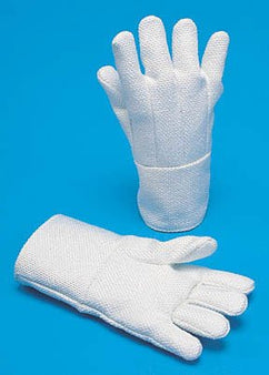 Fisher Scientific Heat Resistant Glove Steel Grip™ One Size Fits Most Glass Cloth / Wool White 14 Inch Gauntlet Cuff NonSterile - Pair of 2 - 19069576-PR