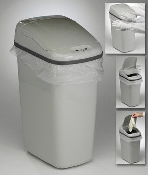 Fisher Scientific Trash Can Touch Free™ 7.3 gal. Rectangular Gray Polypropylene Motion Activated - Each - 11394452-EA