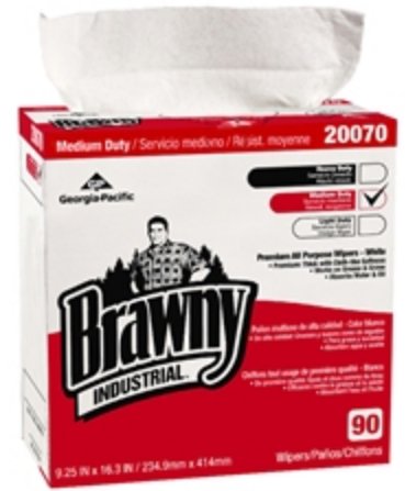 Georgia Pacific Task Wipe Brawny Industrial® Medium Duty White NonSterile Double Re-Creped 9-1/4 X 16-3/10 Inch Disposable - Case of 10 - 20070/03-CS