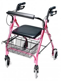 Graham-Field 4 Wheel Rollator Lumex® Walkabout Lite Pink Adjustable Height / Lightweight / Folding Aluminum Frame - Each - RJ4300P-EA