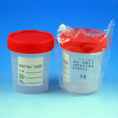 Globe Scientific Specimen Container 2-1/4 X 2-7/8 Inch 120 mL (4 oz.) Screw Cap Patient Information Sterile - Case of 100 - 5912-CS