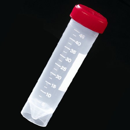 Globe Scientific Transport Tube Conical Bottom, Skirted Plain 30 X 115 mm 50 mL Red Screw Cap Polypropylene Tube - Case of 500 - 6256-CS