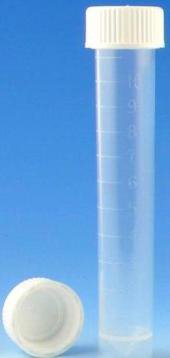 Globe Scientific Transport Tube Conical Bottom, Skirted Plain 16 X 92 mm 10 mL White Screw Cap Polypropylene Tube - Case of 500 - 6102S-CS