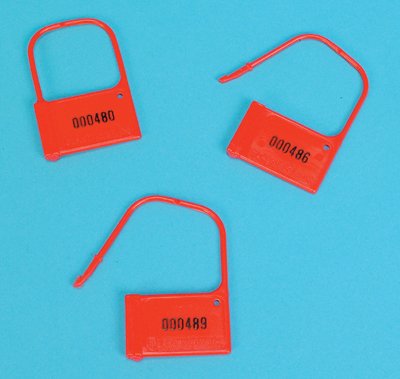 Health Care Logistics Extra-Large Heavy-Duty Padlock Seal Health Care Logistics Consecutively Numbered Red Acetal Resin 1-3/8 X 2-1/16 Inch - Pack of 100 - 8329-PK