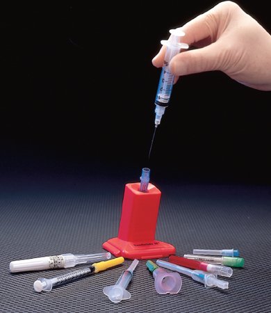 Health Care Logistics Needle Uncapper/Recapper and Syringe Holder Needlesafe II™ 2-1/2 W X 3 H Inch, Red, Plastic - Each - 7375-EA