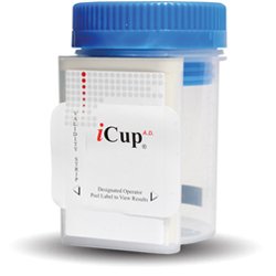 Abbott Rapid Dx North America LLC Drugs of Abuse Test Kit iCup® A.D. 10-Drug Panel with Adulterants AMP, BAR, BZO, COC, mAMP/MET, MTD, OPI, OXY, PPX, THC, (CR, OX, pH) Urine Sample 25 Tests Non-CLIA Waived - Each - I-DUE-1107-141-EA