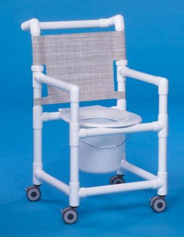 IPU Commode / Shower Chair ipu® Fixed Arms PVC Frame Mesh Backrest 17-1/4 Inch Seat Width 300 lbs. Weight Capacity - Each - SCC9150-EA