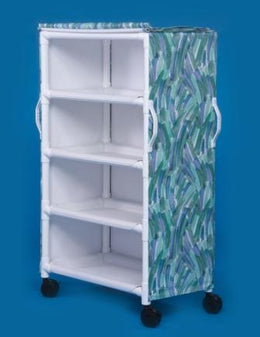 IPU Linen Cart with Cover 4 Shelves PVC 5 Inch Heavy Duty Casters, 2 Locking - Each - LC36-4-EA