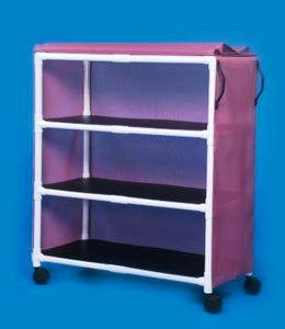 IPU Linen Cart with Cover Standard Line 3 Shelves PVC 3 Inch Twin Casters - Each - VL LC3 L-EA