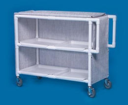 IPU Linen Cart with Cover 2 Shelves PVC 5 Inch Heavy Duty Casters, 2 Locking - Each - LC242-EA