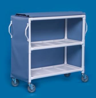IPU Linen Cart with Cover 2 Shelves PVC 5 Inch Heavy Duty Casters, 2 Locking - Each - LC46-2-EA