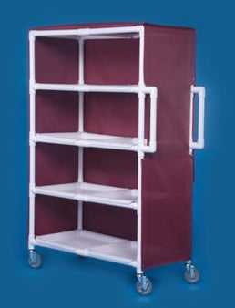 IPU Linen Cart with Cover 4 Shelves PVC 5 Inch Heavy Duty Casters, 2 Locking - Each - LC244-EA