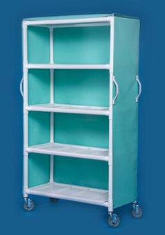 IPU Linen Cart with Cover 4 Shelves PVC 5 Inch Heavy Duty Casters, 2 Locking - Each - LC46-4-EA