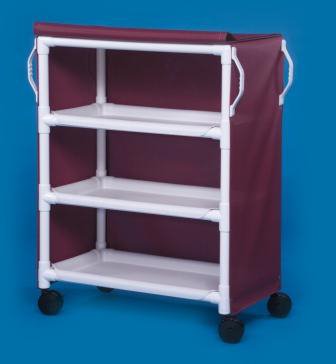 IPU Linen Cart with Cover 3 Shelves PVC 5 Inch Heavy Duty Casters, 2 Locking - Each - KDLC36-3-EA