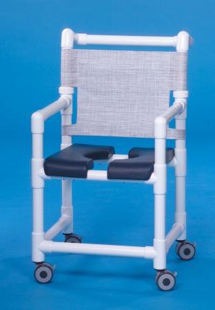 IPU Shower Chair ipu® Fixed Arms PVC Frame Mesh Backrest 17-1/4 Inch Seat Width 300 lbs. Weight Capacity - Each - SC716N-NAVY MESH-EA