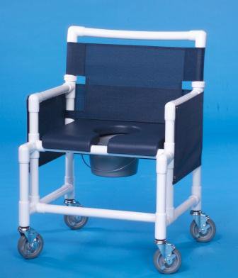 IPU Commode / Shower Chair ipu® Fixed Arms PVC Frame Mesh Backrest 24 Inch Seat Width 450 lbs. Weight Capacity - Each - SCC 750 OSN-NAVY MESH-EA