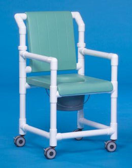 IPU Commode / Shower Chair ipu® Fixed Arms PVC Frame Mesh Backrest 17-1/4 Inch Seat Width 300 lbs. Weight Capacity - Each - SCC701N-EA