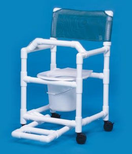 IPU Commode / Shower Chair Standard Fixed Arms PVC Frame Mesh Backrest 300 lbs. Weight Capacity - Each - VL SC17 P FRLB-EA