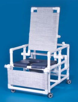 IPU Commode / Shower Chair Deluxe Oversize Fixed Arms PVC Frame Reclining Mesh Backrest 300 lbs. Weight Capacity - Each - SCC260 RC OS N-NAVY MESH-EA