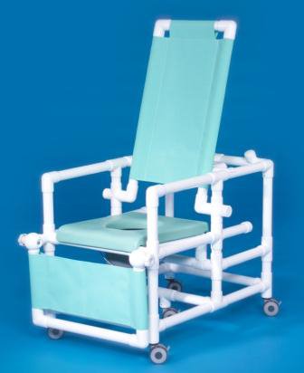 IPU Commode / Shower Chair ipu® Fixed Arms PVC Frame Reclining Backrest 24 Inch Seat Width 300 lbs. Weight Capacity - Each - SCC260 RC G/N/L/B-EA
