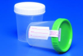 Cardinal Specimen Container 120 mL (4 oz.) Screw Cap Patient Information Sterile - Case of 100 - 8889207026--CS
