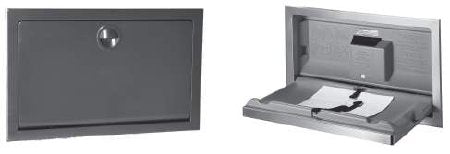 Koala Baby Changing Station Koala Bear Kare® Rectangular Polyethylene / Stainless Steel Flange Gray Horizontal Mount - Each - KB110-SSRE-EA