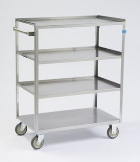 Lakeside Manufacturing Linen Cart 4 Shelves 300 lbs. Weight Capacity Stainless Steel 3-1/2 Inch Swivel Casters - Each - 333-EA