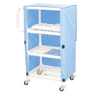 MJM International Linen Cart with Cover 3 Shelves 75 lbs. per Shelf Weight Capacity PVC 3 Inch Twin Casters - Each - 325T-3C-EA