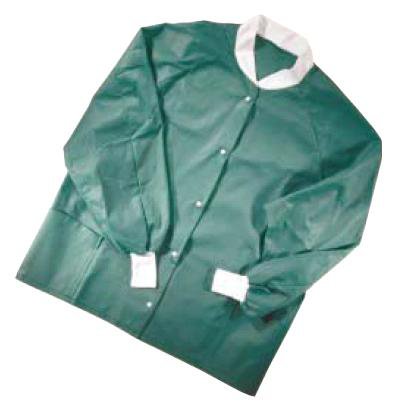 Molnlycke Warm-Up Jacket Barrier® Green Large Hip Length Disposable - Case of 48 - 18020-CS