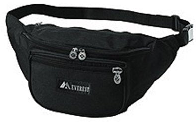Everest Trading Corp Fanny Pack Black Polyester 13.5 X 5.5 X 3.5 Inch - Each - 044MD-BLACK-EA