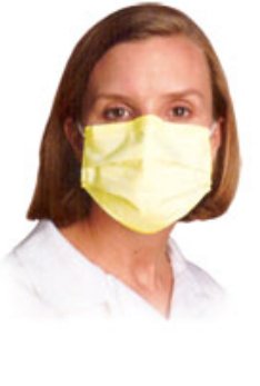 Aspen Surgical Products Procedure Mask Pleated Earloops One Size Fits Most Yellow NonSterile ASTM Level 1 Adult - Box of 50 - 15110-BX