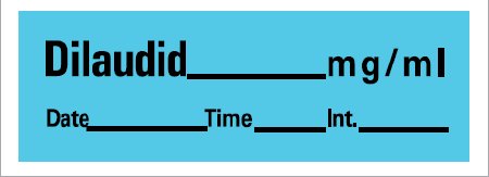 Precision Dynamics Drug Label Barkley® Anesthesia Label Tape Dilaudid 0.5 mg/mL Date_Time_Int Blue 1/2 X 1-1/2 Inch - Roll of 1 - AN-200-RL