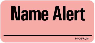 Precision Dynamics Pre-Printed Label MedVision® Advisory Label Red Name Alert Black Alert Label 1 X 2-1/4 Inch - Roll of 420 - MV04FR7294-RL