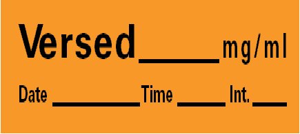 Precision Dynamics Drug Label Barkley® Anesthesia Label Versed_mg/mL Date_Time_Int_ Orange 1/2 X 1-1/2 Inch - Roll of 1 - LAN-149-RL