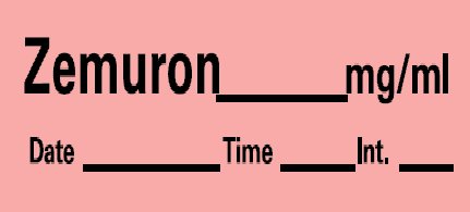 Precision Dynamics Drug Label Barkley® Anesthesia Label Zemuron_mg/mL Date_Time_Int_ Fluorescent Red 1/2 X 1-1/2 Inch - Roll of 1 - LAN-52-RL