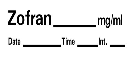 Precision Dynamics Drug Label Barkley® Anesthesia Label Zofran_mg/mL Date_Time_Int_ White 1/2 X 1-1/2 Inch - Roll of 1 - LAN-58-RL