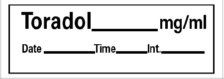 Precision Dynamics Drug Label Barkley® Anesthesia Label Tape Toradol_mg/mL Date_Time_Int White 1/2 X 1-1/2 Inch - Roll of 1 - AN-201-RL