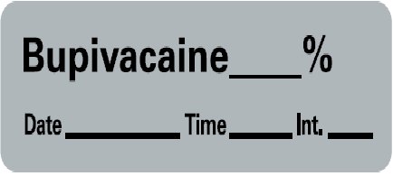 Precision Dynamics Drug Label Barkley® Anesthesia Label Bupivacaine_% Date_Time_Int_ Gray 1/2 X 1-1/2 Inch - Roll of 1 - LAN-42PC-RL