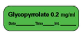 Precision Dynamics Drug Label PDC® Anesthesia Label Glycopyrrolate 0.2 mg/mL Date_Time_Int_ Green 1/2 X 1-1/2 Inch - Roll of 1 - LAN-9D02-RL