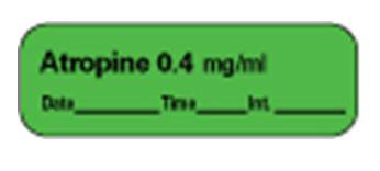Precision Dynamics Drug Label PDC® Anesthesia Label Atropine0.4 mg/mL Date_Time_Int Green 1/2 X 1-1/2 Inch - Roll of 1 - LAN-1D04-RL