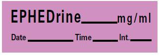 Precision Dynamics Drug Label PDC® Anesthesia Label EPHEDrine_mg/mL Date_Time_In_ Violet 1/2 X 1-1/2 Inch - Roll of 1 - LAN-5-RL