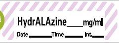 Precision Dynamics Drug Label Anesthesia Label Tape HydrALAzine_mg/mL Date_Time_Int Violet / White 1/2 X 1-1/2 Inch - Roll of 1 - ANS-118-RL